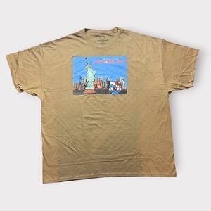 Hello Kitty Sanrio NYC Statue of Liberty Graphic Tee Tan 2XL New York City Shirt